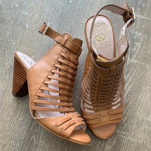 Vince Camuto brown woven strap heel
